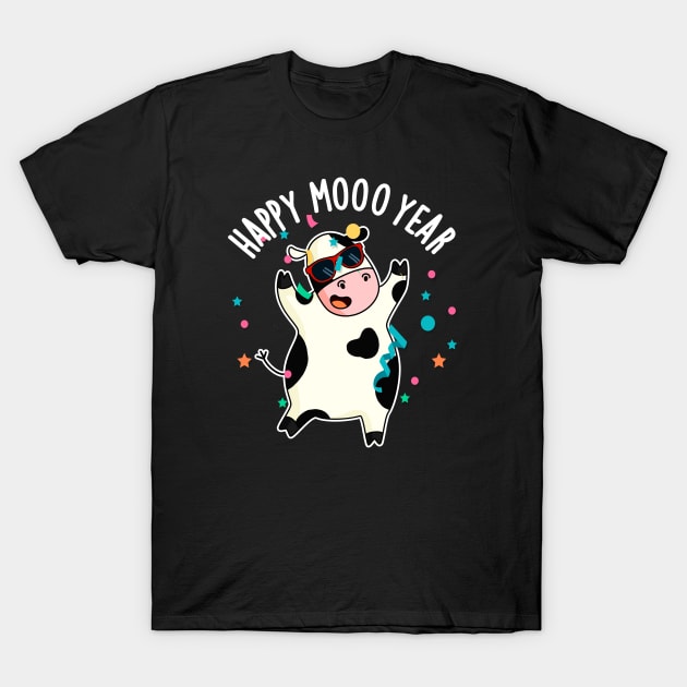 Happy Moo Year Funny Cow Pun T-Shirt by punnybone